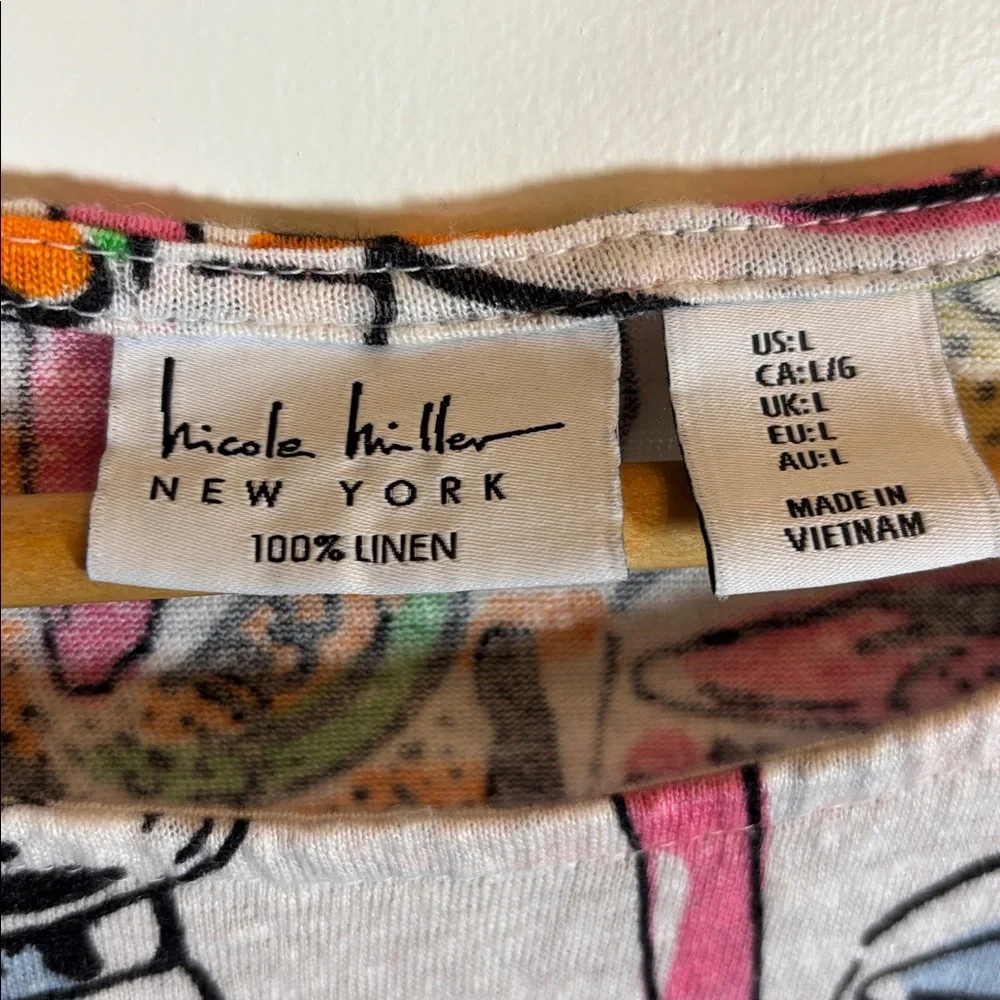 Nicole Millar 100% Linen Cocktail Print Top - Picture 7 of 11
